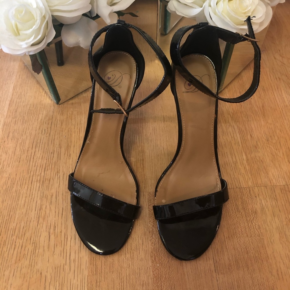 Black strap heels
